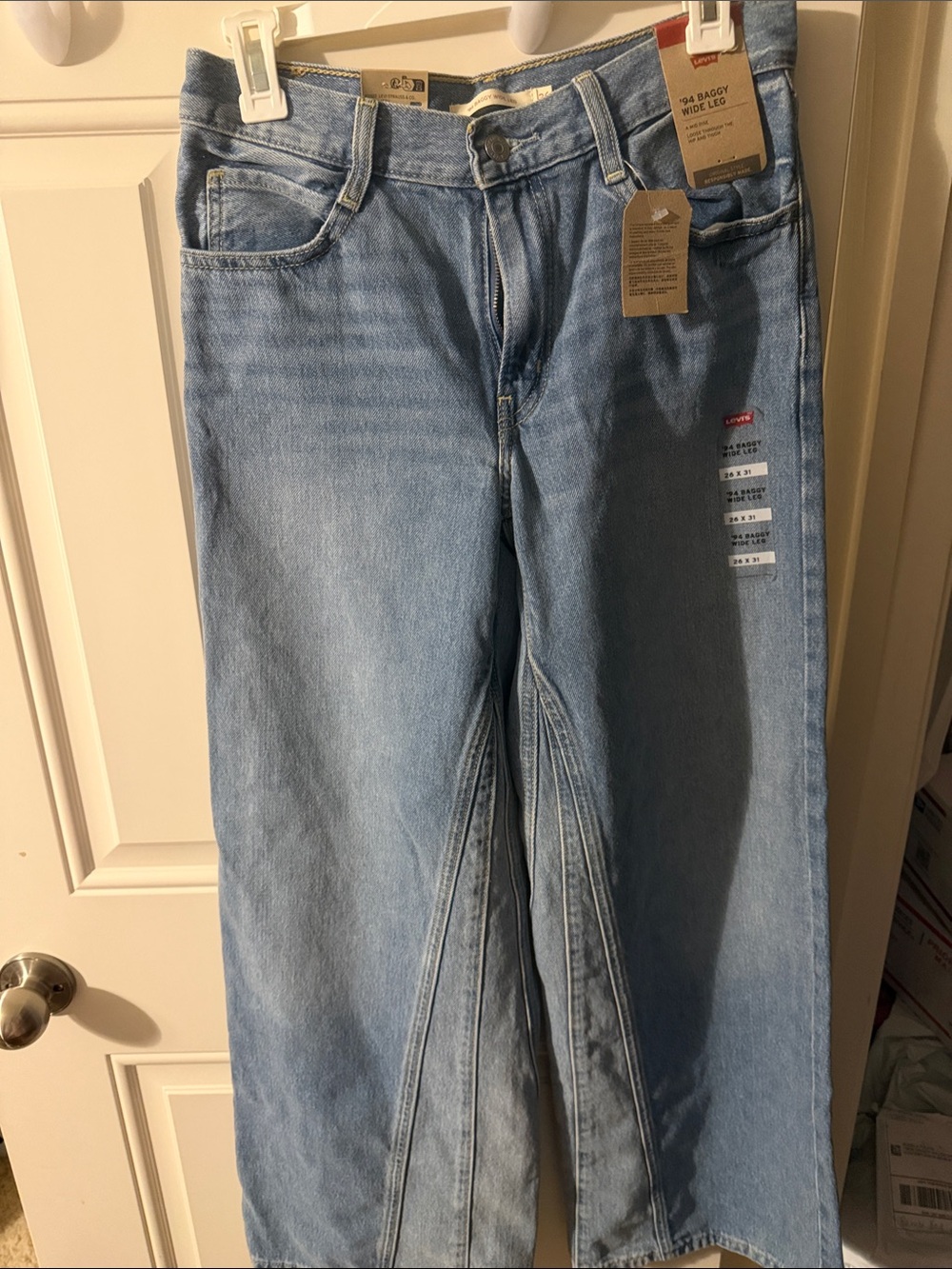 Levi's Light Blue Wide-Leg Flare Jeans with Front Panel Detailing